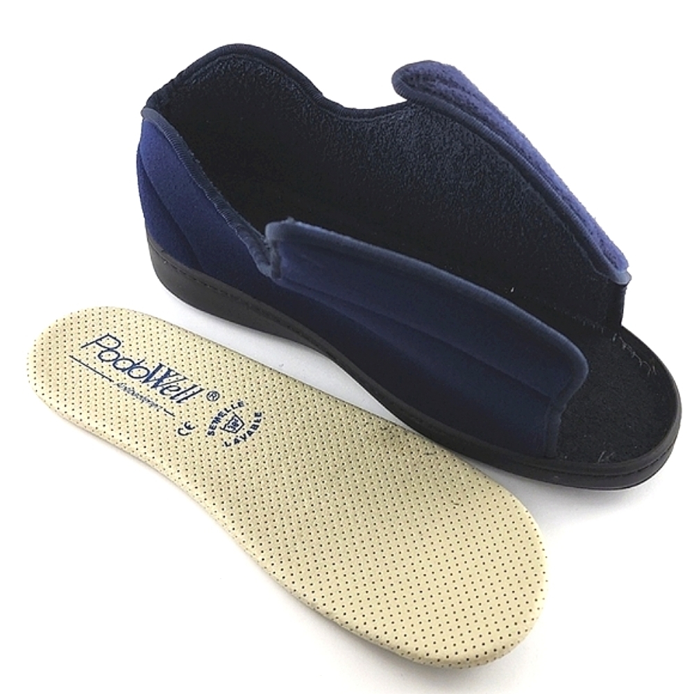 Podowell Men's Blue Alexis Hi-Top Slippers Antibacterial Washable Size 42 - Picture 14 of 15